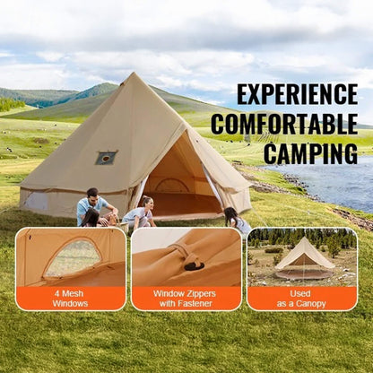 Premium 4-Season Camping Canvas Bell Yurt Tent With Stove Jack