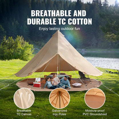 Premium 4-Season Camping Canvas Bell Yurt Tent With Stove Jack
