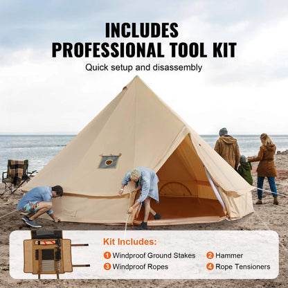Premium 4-Season Camping Canvas Bell Yurt Tent With Stove Jack