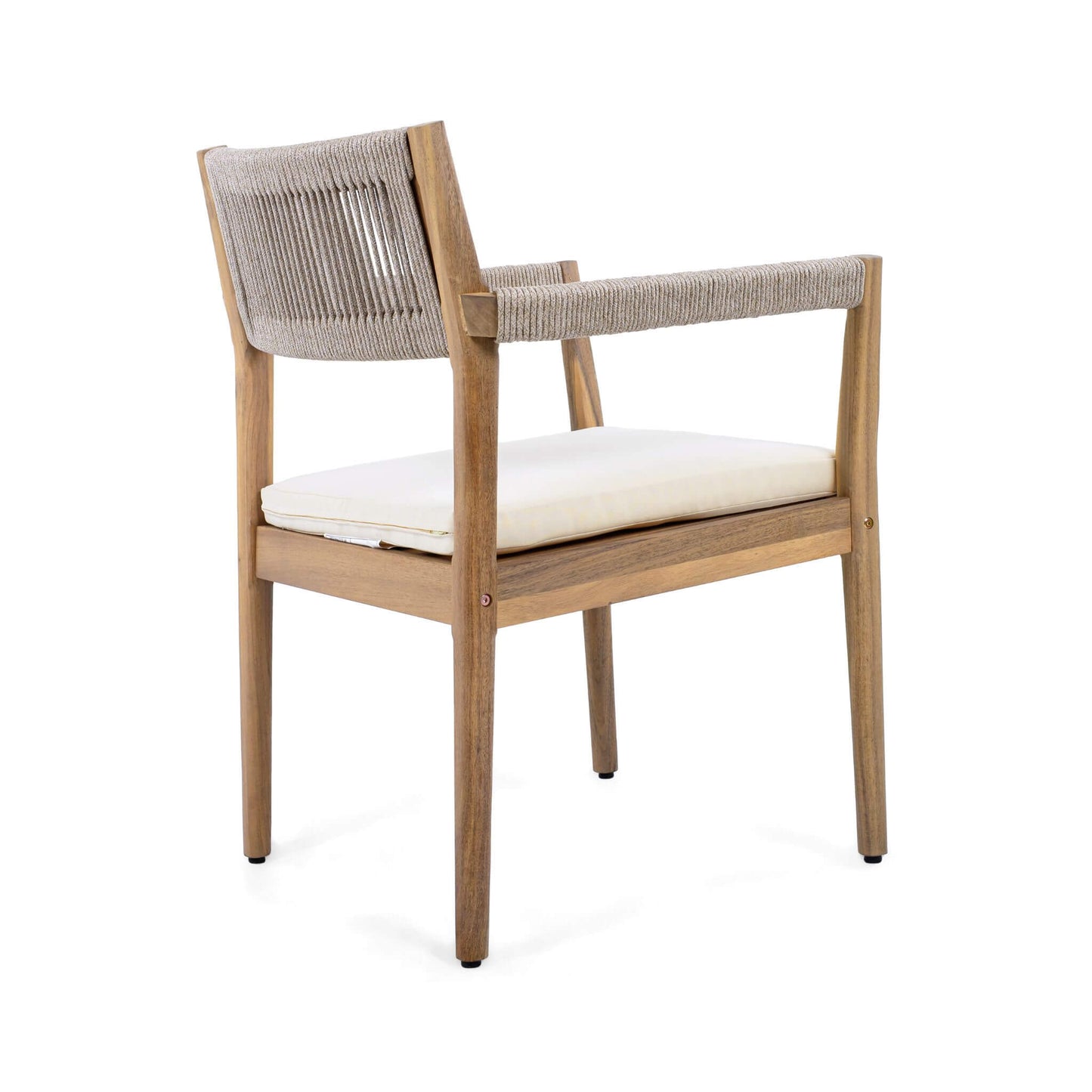 Alora Premium 5-Piece Outdoor Acacia Wood Patio Furniture Set With Braided Dining Chairs, Cushions, And Dining Table