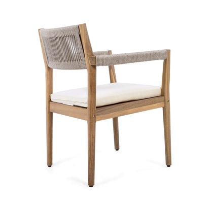 Alora Premium 5-Piece Outdoor Acacia Wood Patio Furniture Set With Braided Dining Chairs, Cushions, And Dining Table