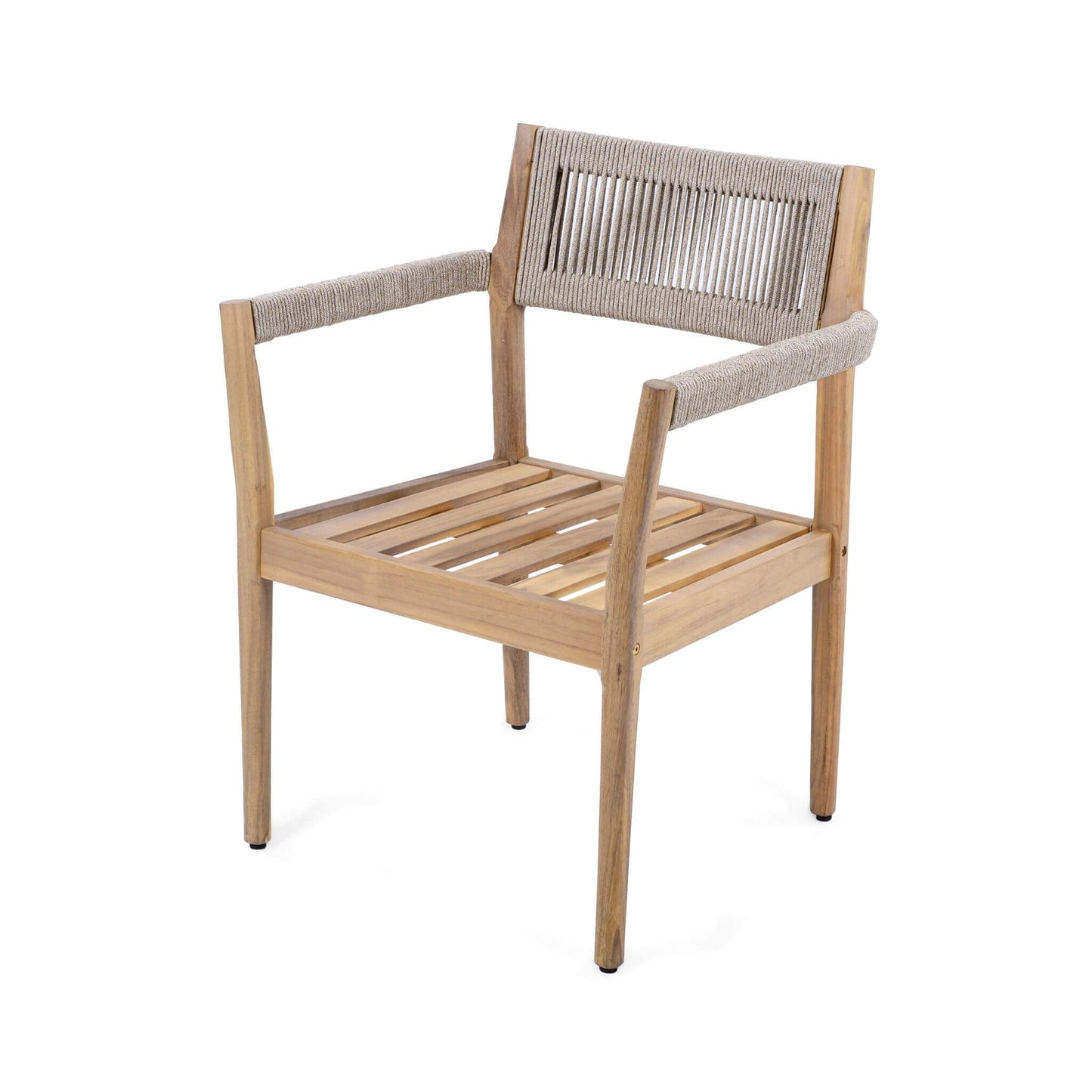 Alora Premium 5-Piece Outdoor Acacia Wood Patio Furniture Set With Braided Dining Chairs, Cushions, And Dining Table