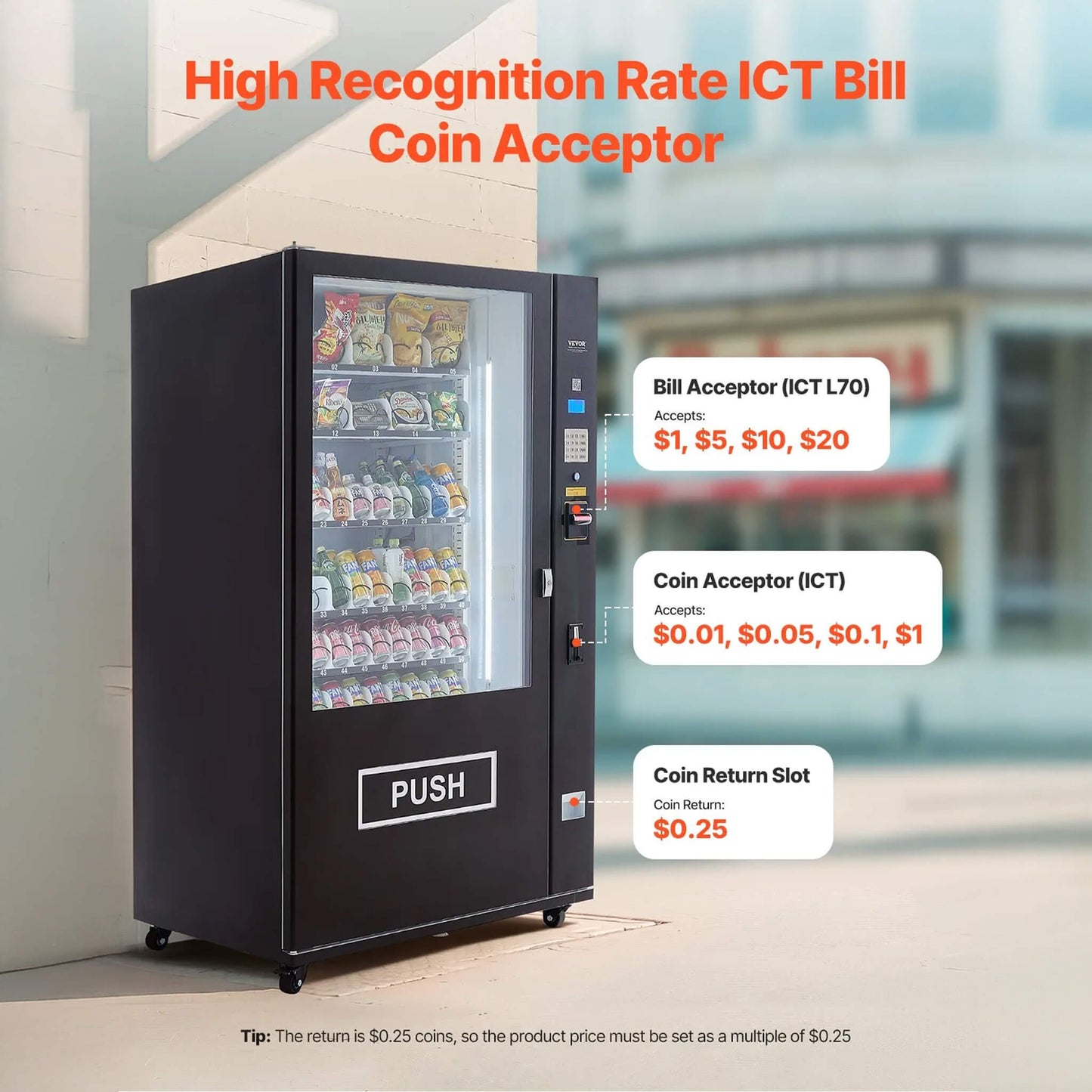 Premium 60-Slot Combo Vending Machine With ICT Bill And Coin Acceptor