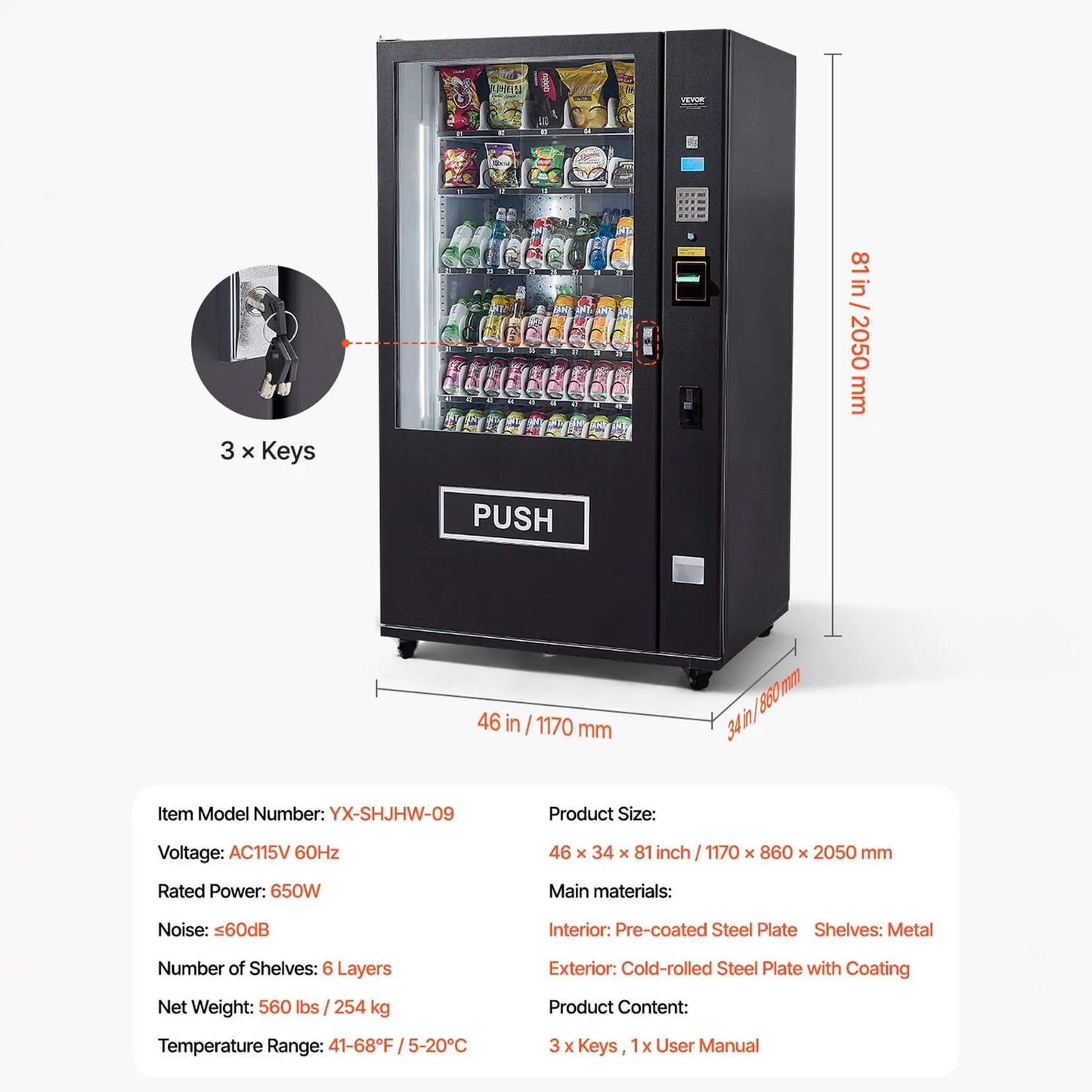 Premium 60-Slot Combo Vending Machine With ICT Bill And Coin Acceptor