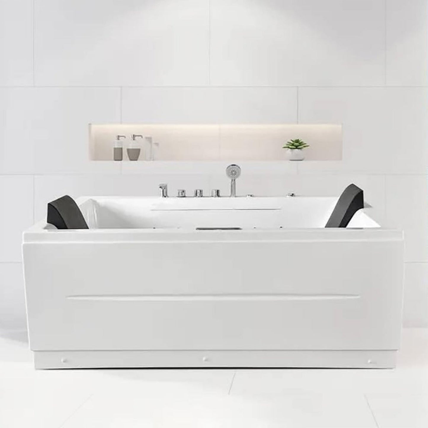 Alora 71-Inch Premium Modern Acrylic Soaking Bathtub With Bubble Jets And LED Lighting