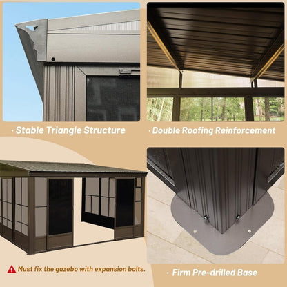 10' x 12' FT Alora Premium Against Wall Mounted Solarium Sunroom With Galvanized Steel Sloping Roof