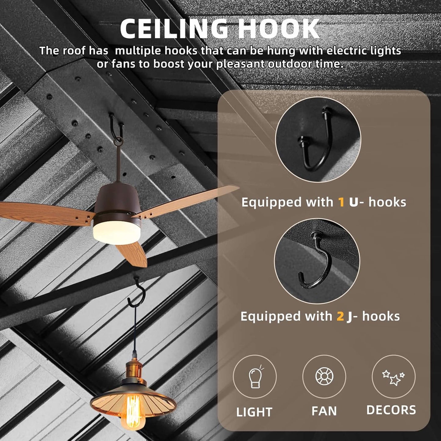 Alora Premium All-Season Outdoor Wood Grain Sunroom with Sliding Doors and Double Top Roof