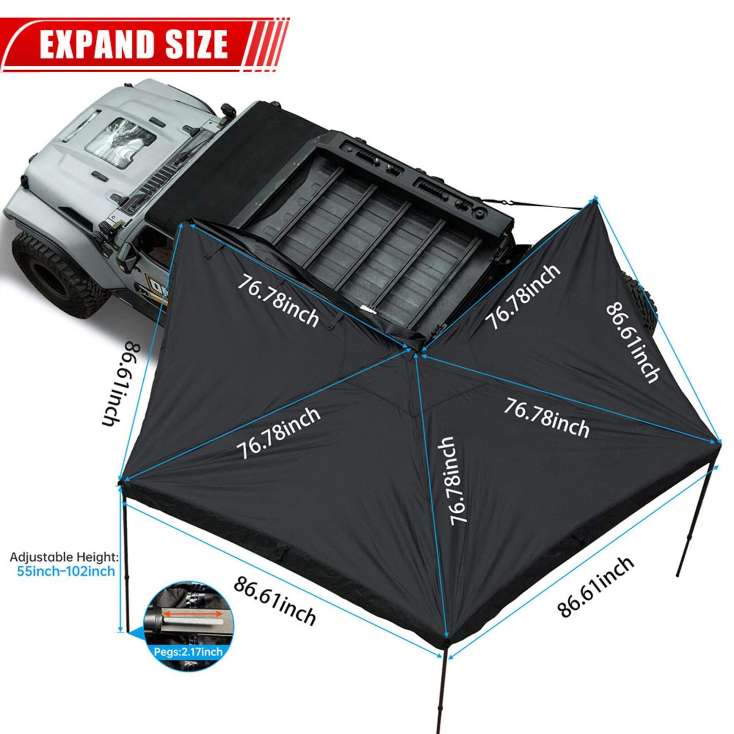 Trailora Premium All-Weather Top Only Multi-Functional 270 Degree Outdoor Awning House Tent