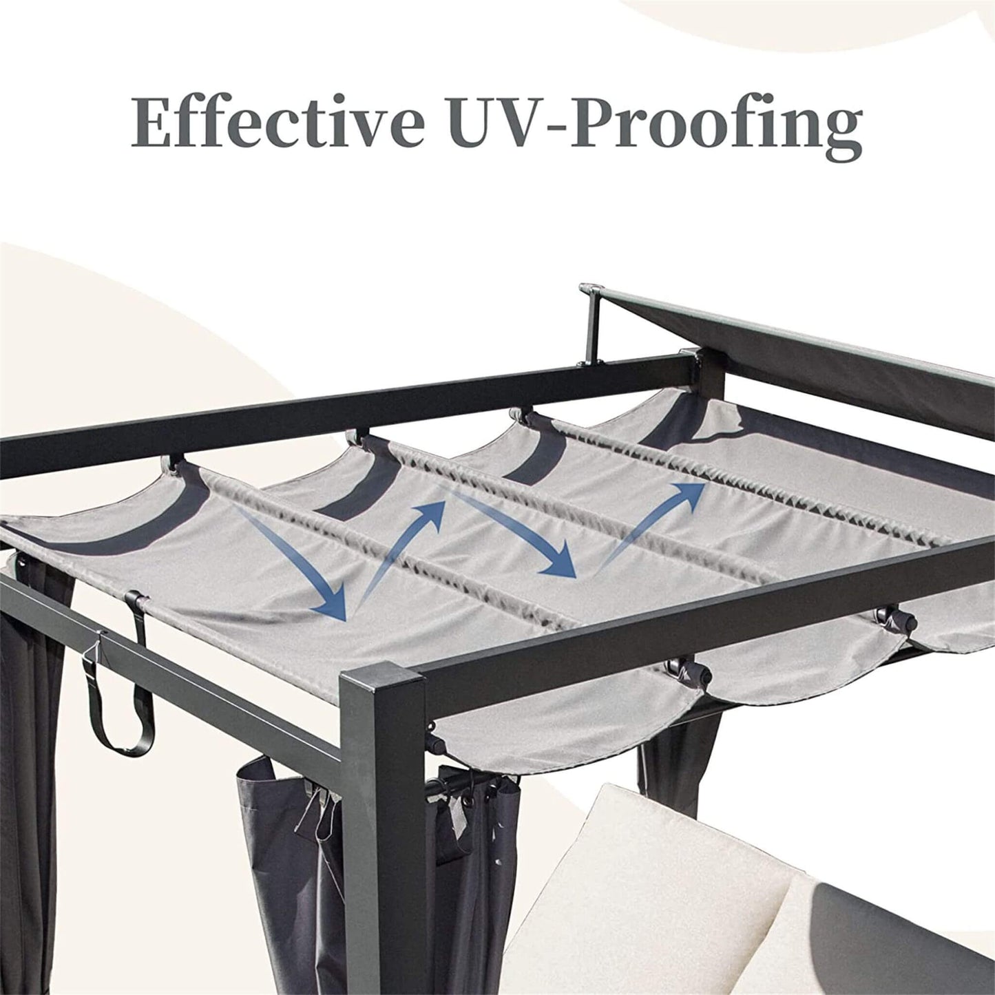 Alora Premium Aluminum Outdoor Patio Daybed With Retractable Canopy And Double Chaise Lounge