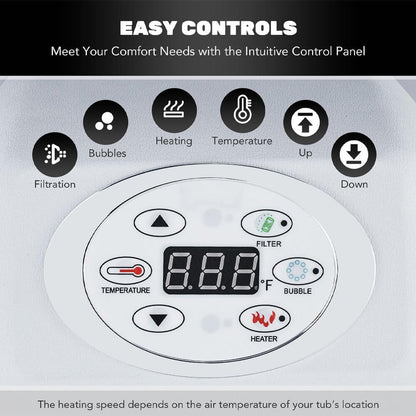 Premium Blow Up 6 Person Sauna Pool Hot Tub with 130 Jets, 7FT