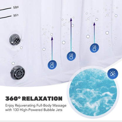 Premium Blow Up 6 Person Sauna Pool Hot Tub with 130 Jets, 7FT