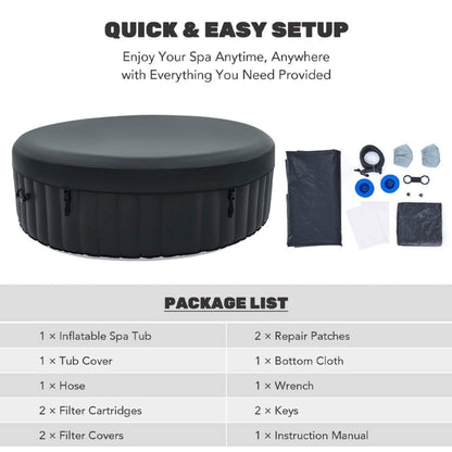 Premium Blow Up 6 Person Sauna Pool Hot Tub with 130 Jets, 7FT