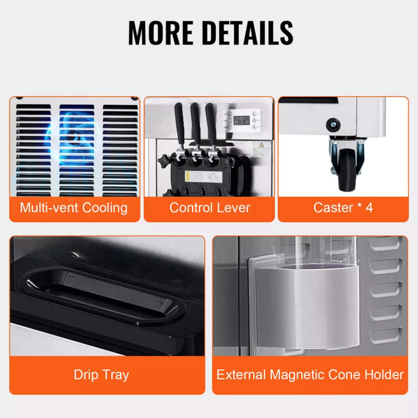 Premium Commercial 3-flavor Freestanding Soft Serve Ice Cream Machine Maker 21-31 L/H