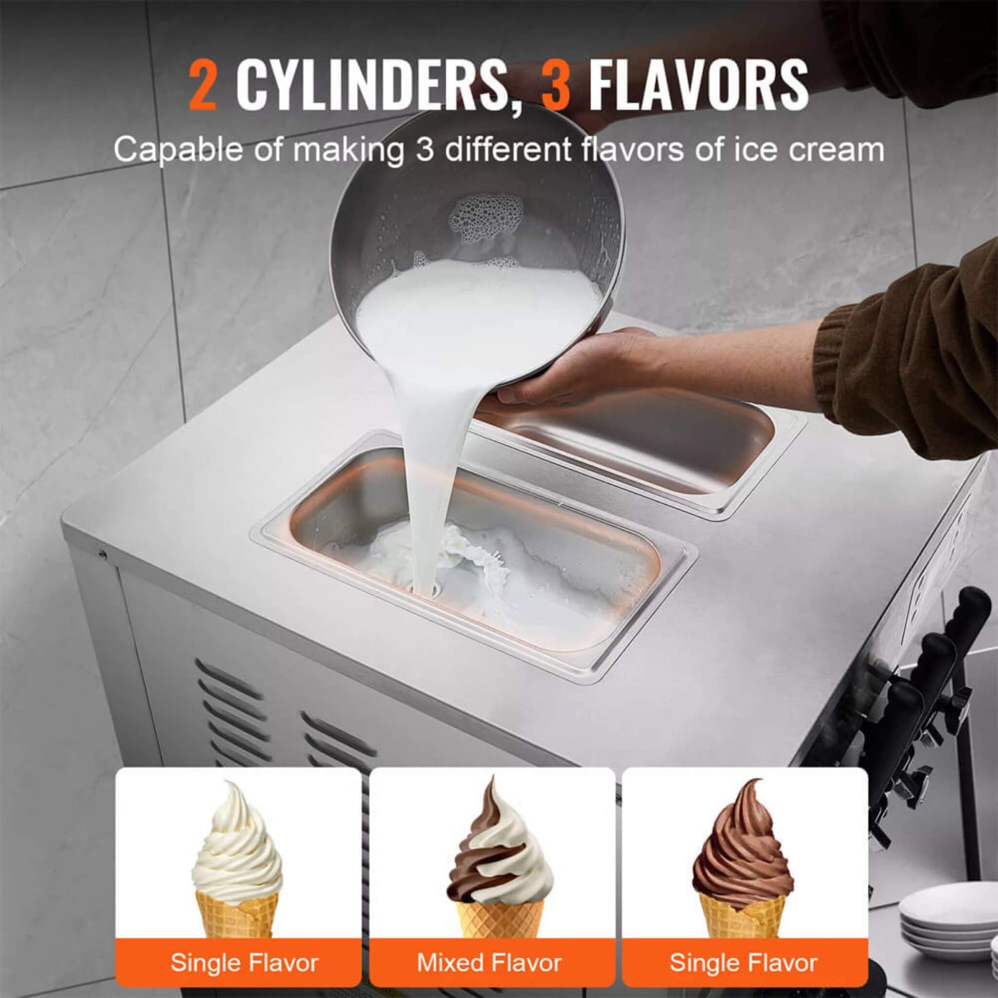 Premium Commercial 3-flavor Freestanding Soft Serve Ice Cream Machine Maker 21-31 L/H