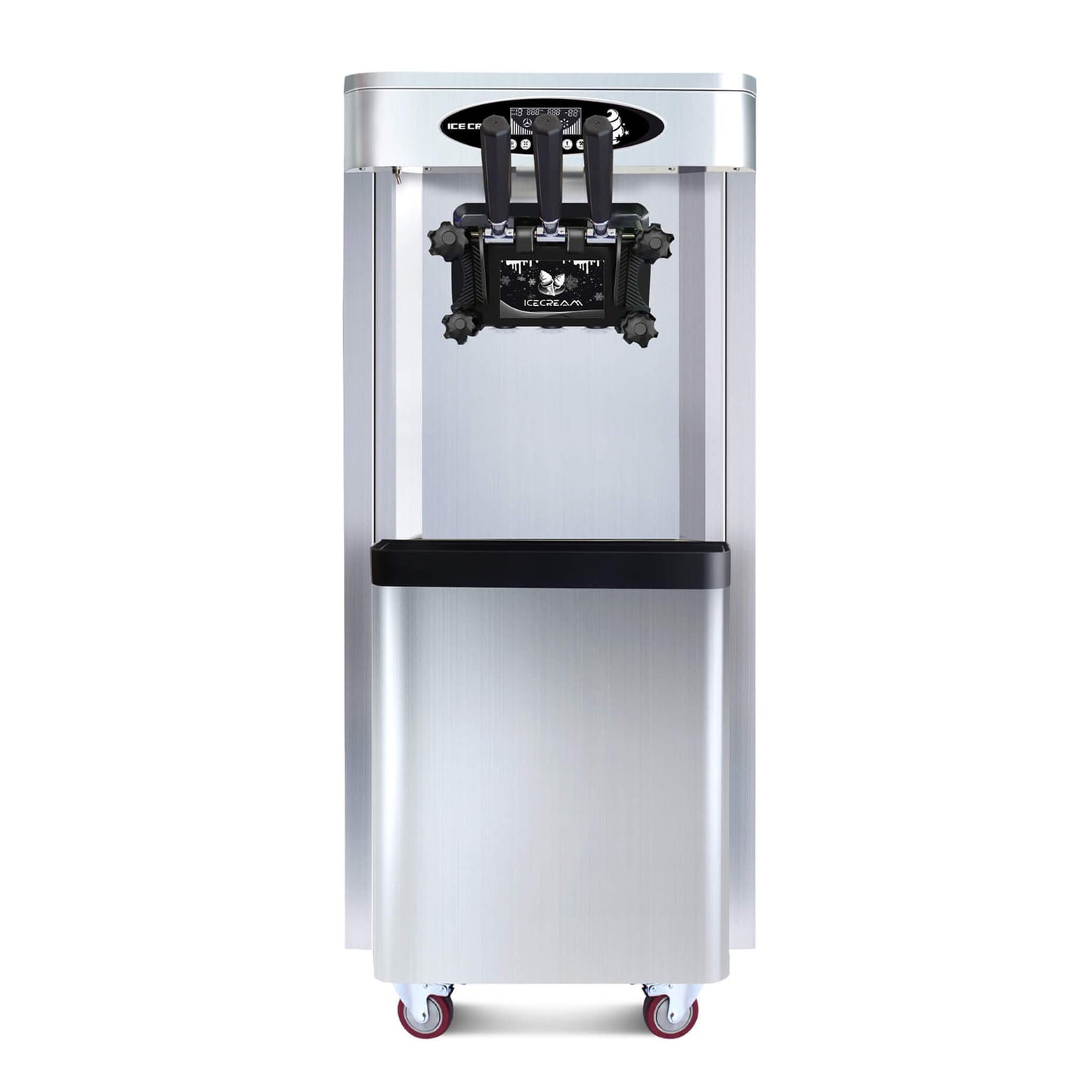 Premium Commercial Vertical 2000W 3-Flavor Soft Ice Cream Machine With Dual 6L Hoppers, 25-30 L/H