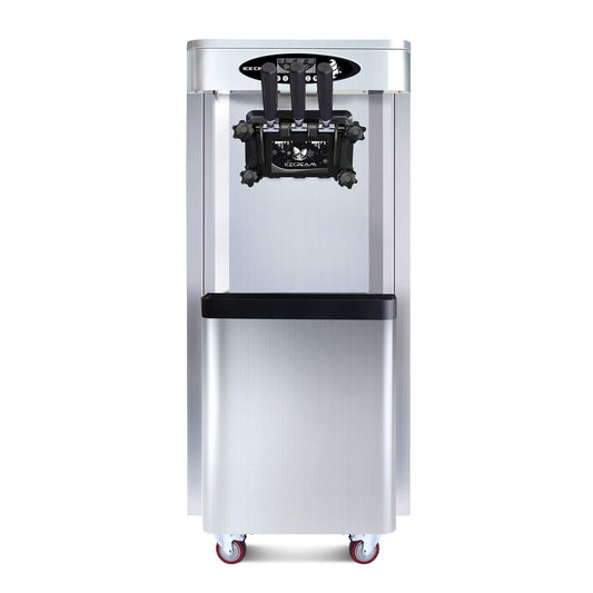 Premium Commercial Vertical 2000W 3-Flavor Soft Ice Cream Machine With Dual 6L Hoppers, 25-30 L/H
