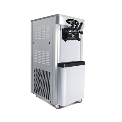 Premium Commercial Vertical 2000W 3-Flavor Soft Ice Cream Machine With Dual 6L Hoppers, 25-30 L/H