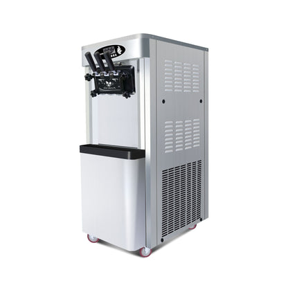 Premium Commercial Vertical 2000W 3-Flavor Soft Ice Cream Machine With Dual 6L Hoppers, 25-30 L/H