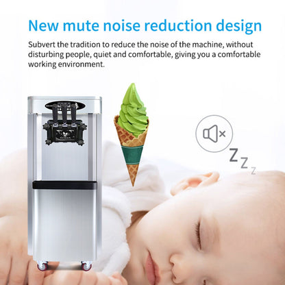Premium Commercial Vertical 2000W 3-Flavor Soft Ice Cream Machine With Dual 6L Hoppers, 25-30 L/H