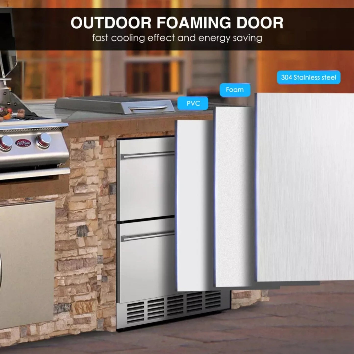 Premium 5.3 Cu.Ft Double Drawer Stainless Steel Built-In Wine Beverage Undercounter Refrigerator