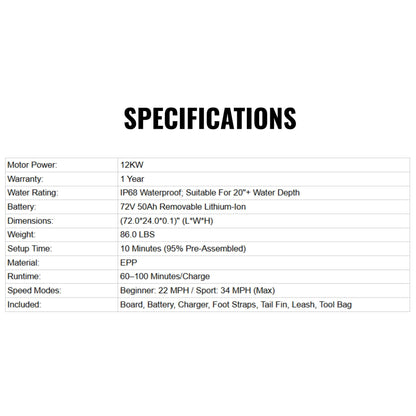 Premium Dual-Speed 12KW Self-Powered Electric Motorized Surfboard