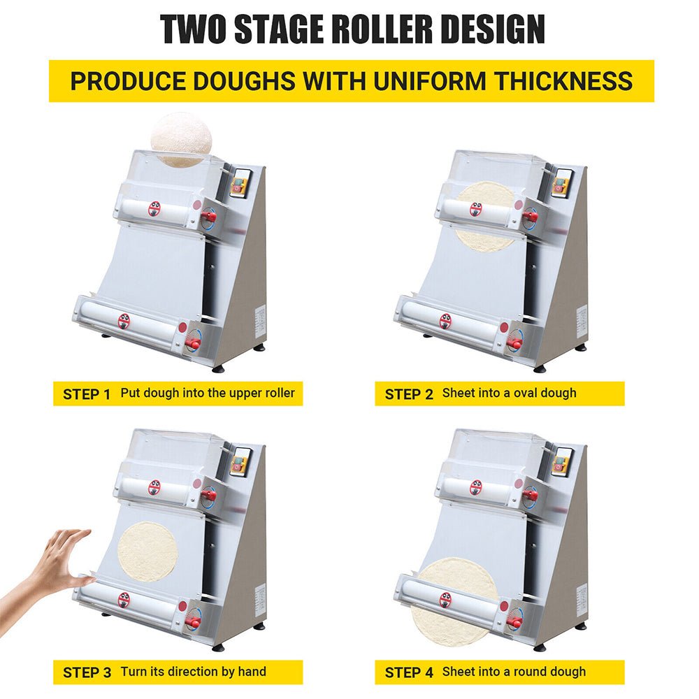 Premium Electric Commercial Pizza Dough Roller Pastry Sheeter Press Machine 16-Inch