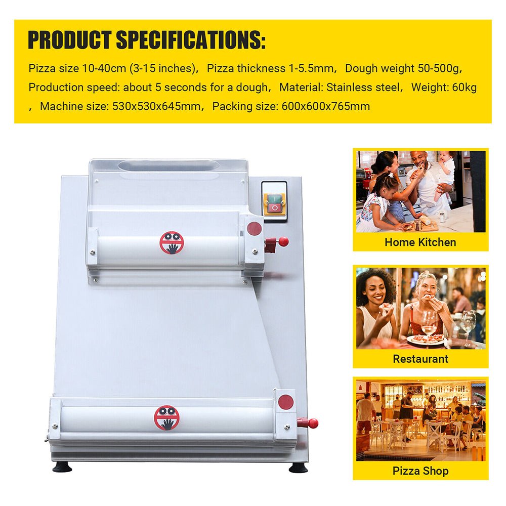 Premium Electric Commercial Pizza Dough Roller Pastry Sheeter Press Machine 16-Inch