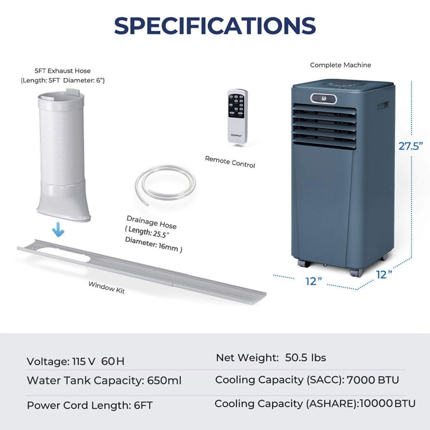 Premium 10K BTU Freestanding AC Unit with Remote Control