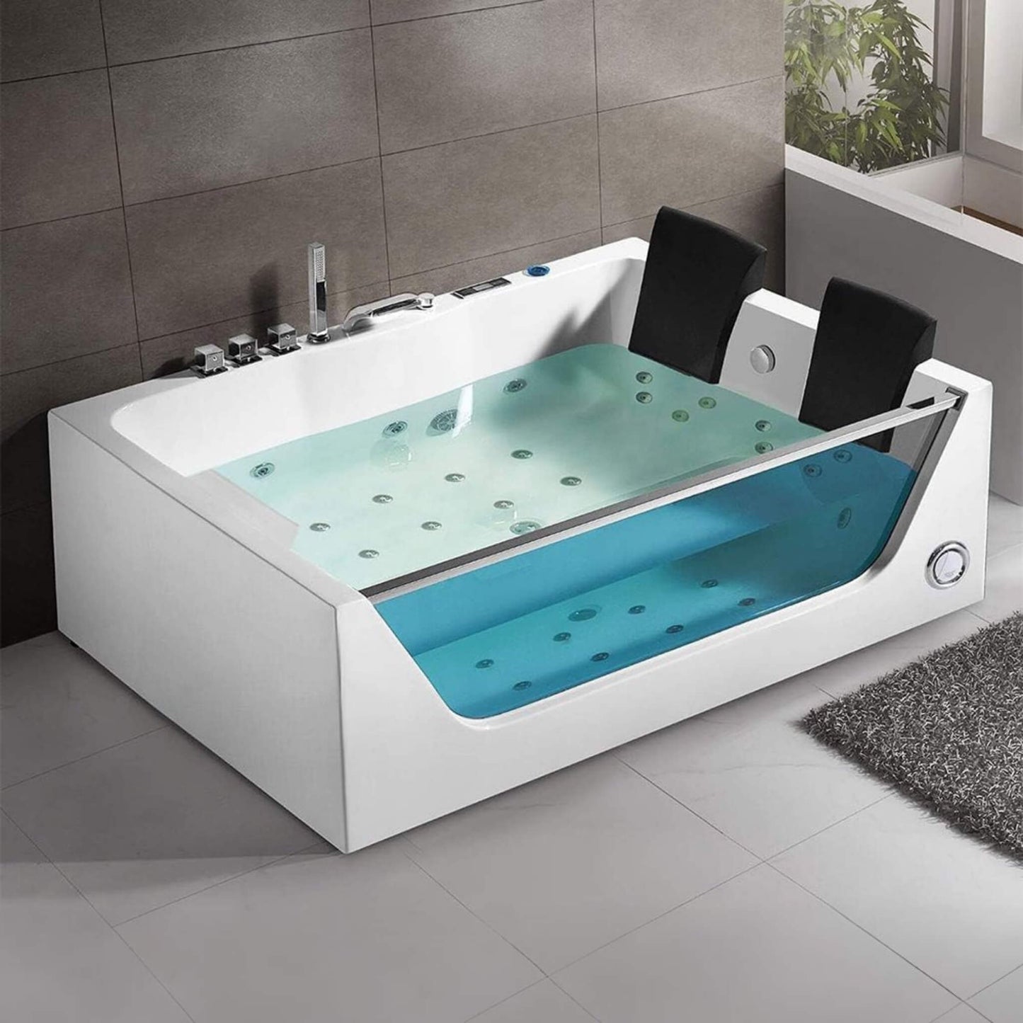 ‎Alora 71-Inch Premium Freestanding Rectangular Hydromassage Soaking Spa Bathtub