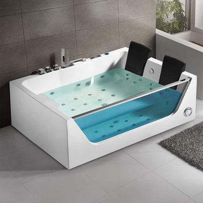 ‎Alora 71-Inch Premium Freestanding Rectangular Hydromassage Soaking Spa Bathtub