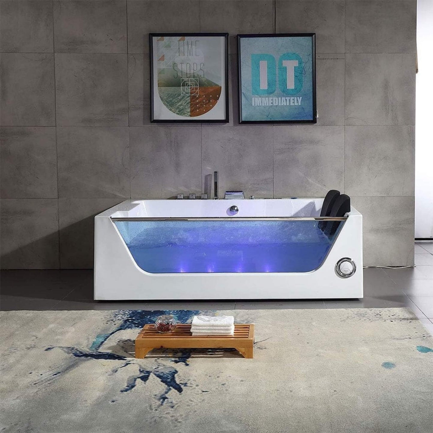 ‎Alora 71-Inch Premium Freestanding Rectangular Hydromassage Soaking Spa Bathtub