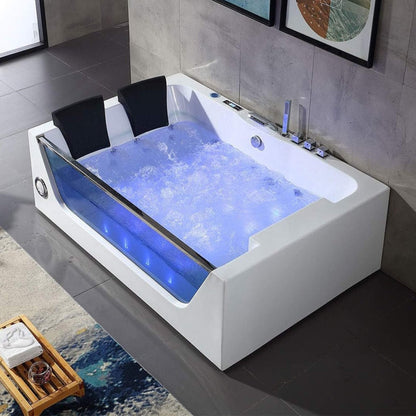 ‎Alora 71-Inch Premium Freestanding Rectangular Hydromassage Soaking Spa Bathtub