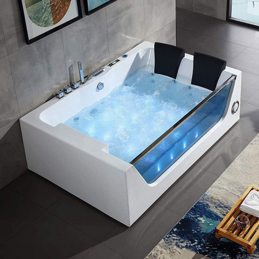 ‎Alora 71-Inch Premium Freestanding Rectangular Hydromassage Soaking Spa Bathtub