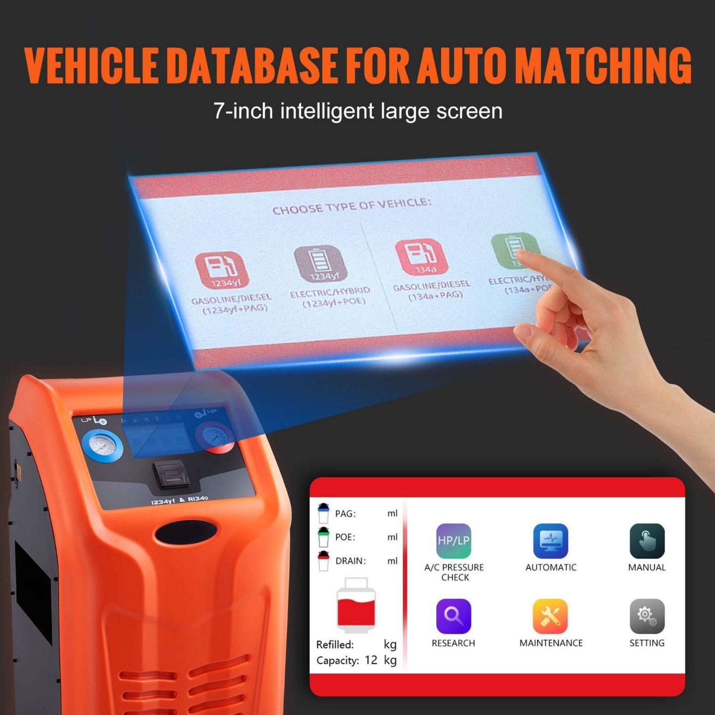 Premium Fully Automatic Dual Cylinder AC Refrigerant Recovery Machine Kit