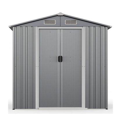 4FT x 6FT Alora Premium Garden Galvanized Steel Storage Shed w/ Lockable Sliding Doors