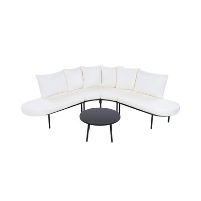 Alora Premium Half-Moon 6-Person Curved All-Weather Outdoor Furniture Sofa Patio Set With Coffee Table And Cushions