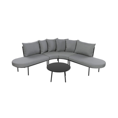 Alora Premium Half-Moon 6-Person Curved All-Weather Outdoor Furniture Sofa Patio Set With Coffee Table And Cushions
