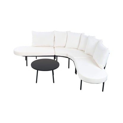 Alora Premium Half-Moon 6-Person Curved All-Weather Outdoor Furniture Sofa Patio Set With Coffee Table And Cushions