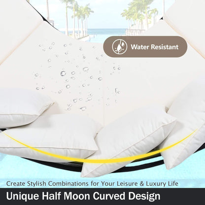 Alora Premium Half-Moon 6-Person Curved All-Weather Outdoor Furniture Sofa Patio Set With Coffee Table And Cushions