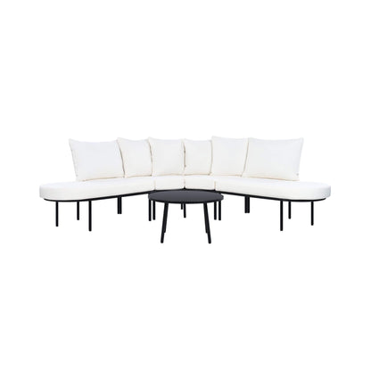 Alora Premium Half-Moon 6-Person Curved All-Weather Outdoor Furniture Sofa Patio Set With Coffee Table And Cushions
