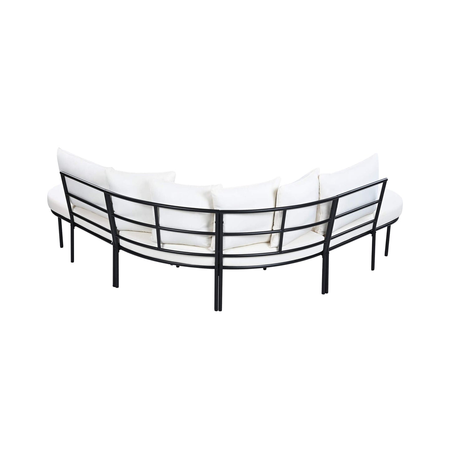 Alora Premium Half-Moon 6-Person Curved All-Weather Outdoor Furniture Sofa Patio Set With Coffee Table And Cushions
