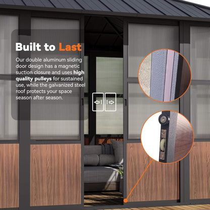 Alora Premium Hardtop Aluminum Sunroom Solarium with TV Mount and Sliding Doors