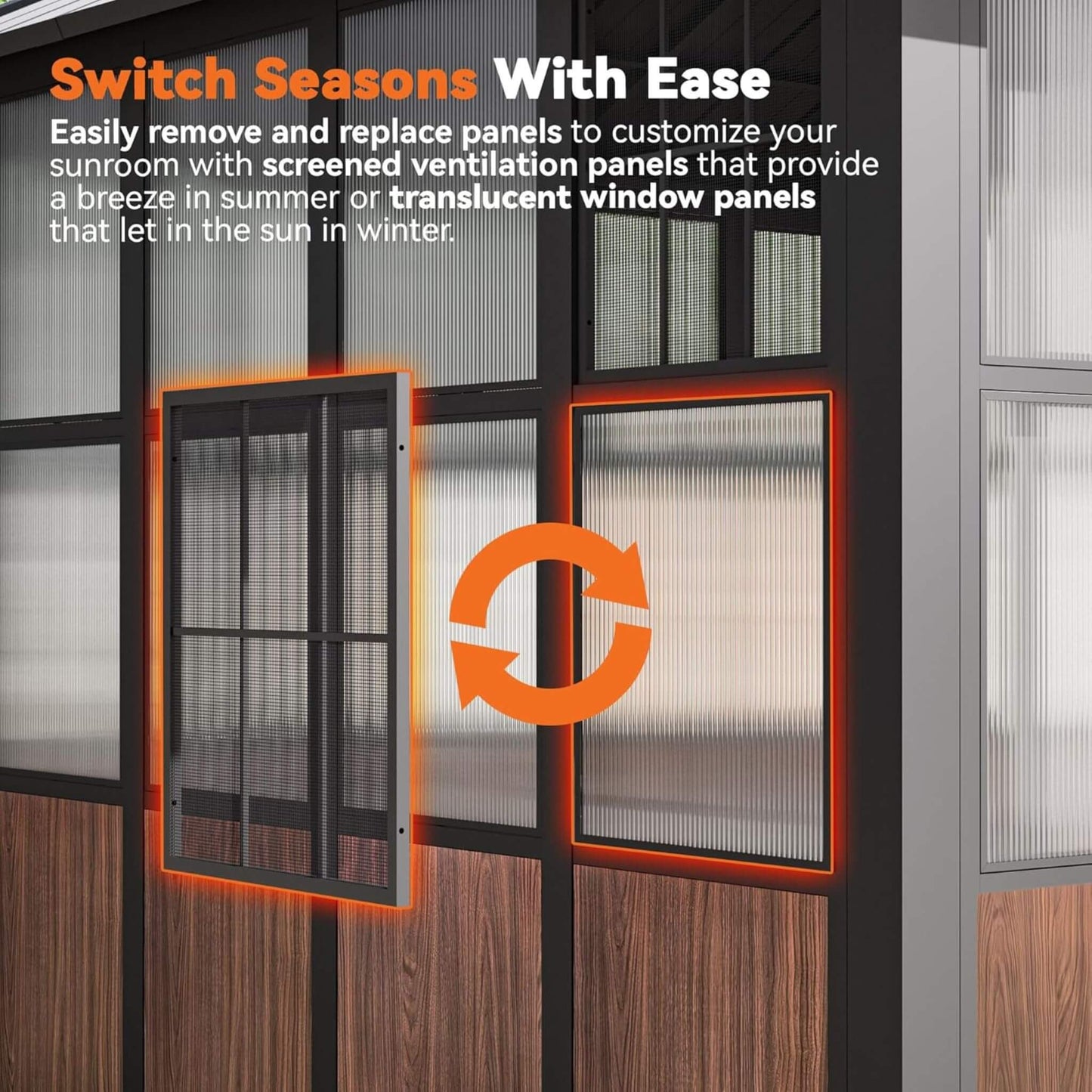 Alora Premium Hardtop Aluminum Sunroom Solarium with TV Mount and Sliding Doors