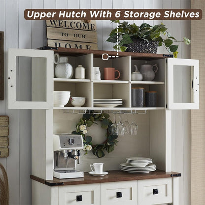 Premium Home Bar Wine Cabinet W/ Sliding Barn Door 72"
