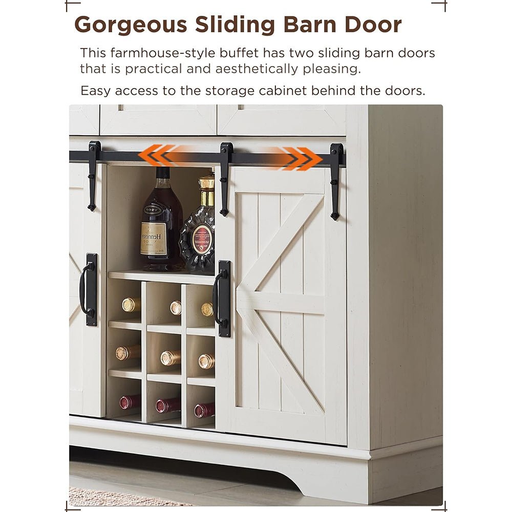 Premium Home Bar Wine Cabinet W/ Sliding Barn Door 72"