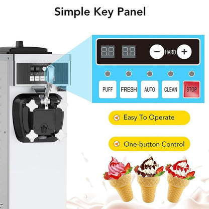 Premium Industrial Single Flavor Soft Serve Ice Cream Maker Machine 1200W