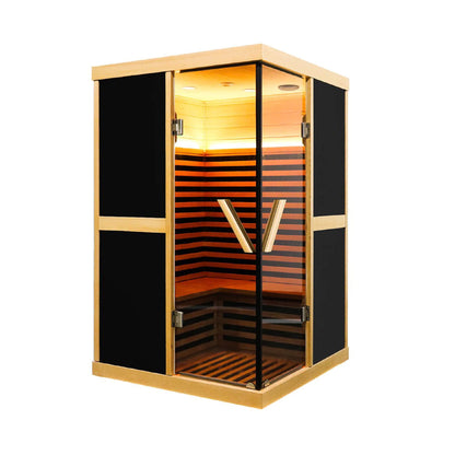 Thermora Premium Large 2-Person V-Shaped FAR Infrared Sauna Room With Double Glass Doors, 1980W
