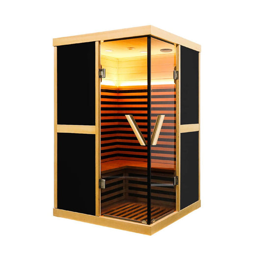 Thermora Premium Large 2-Person V-Shaped FAR Infrared Sauna Room With Double Glass Doors, 1980W