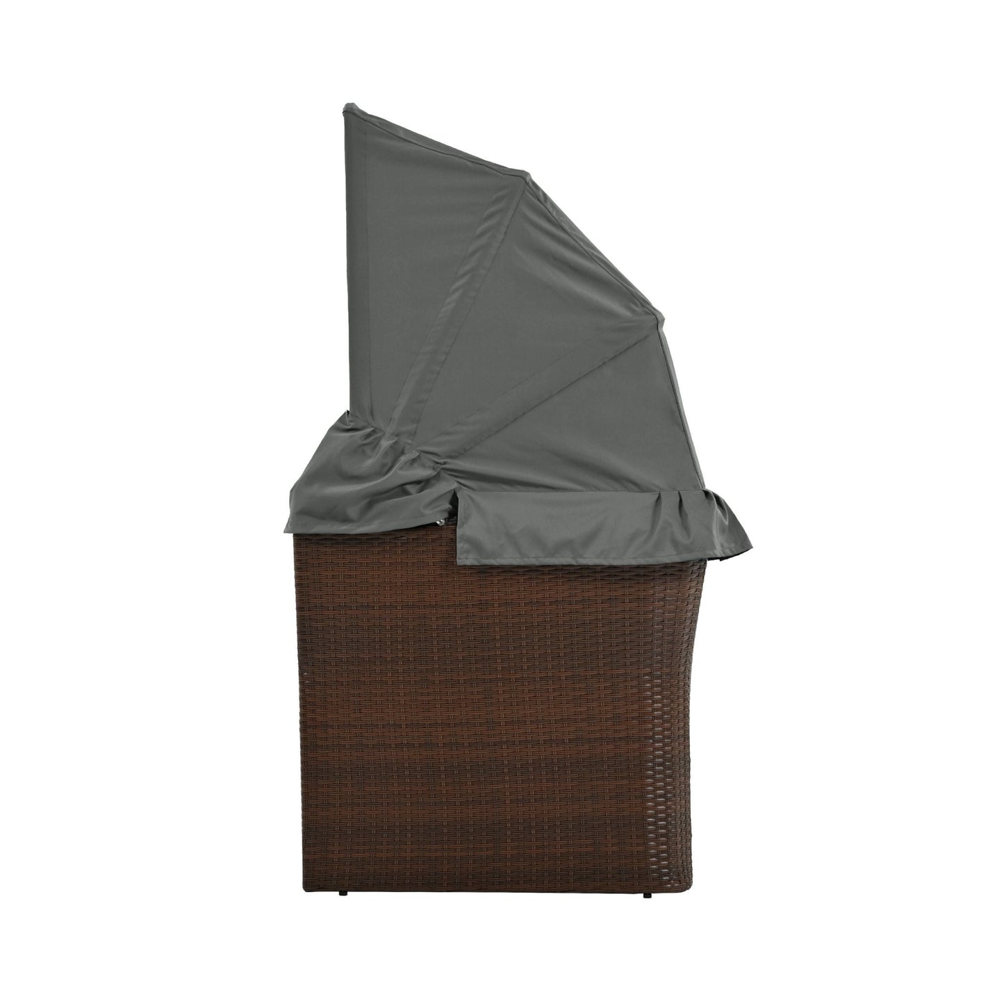 Alora Premium Outdoor 2-Seater Patio Daybed with Foldable Awning, Cushions, and Rattan Frame