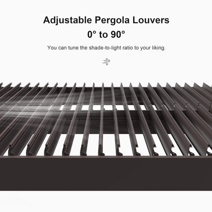 Alora Premium Outdoor Aluminum Louvered Patio Pergola with LED Lights [PERGOLA ONLY]